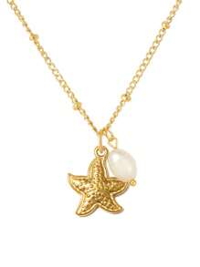 2pcs Seashell Necklace Set For Women 14K Gold Plated Adjustable Layered Starfish Seashell Faux Pearl Pendant Charm Necklace,Stacking Jewelry For Summer Beach Holiday,Summer Jewelry ,Everyday Wear,Birthday Gift,Friendship Gift