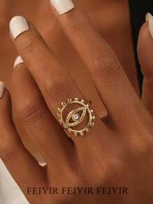 Anillos de acero inoxidable con junta de bambú para mujeres, anillo de dedo abierto chapado en oro de 18K con circonita cúbica, accesorios de joyería para fiestas de verano y vacaciones, regalos de Navidad para mejores amigas/mamá