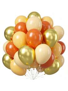 Orange Skin Tone Balloons, Orange Balloons, Nude Beige Balloons, Gold Metallic Balloons, Suitable For Gender Reveal Parties, Bachelorette Parties, Celebrations, Birthdays, Graduations, Anniversaries, Independence Day Parties, Bridal Showers, Christmas, Valentine's Day, Mother's Day - Multicolor - View 1
