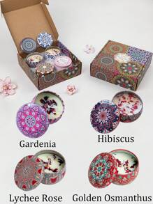 4/1 Scented Candle Set With Colorful Box, Multiple Scent Combinations, Pleasant & Rich Fragrance, Smokeless, Long Burning Time - Christmas Gift Ideal For Family & Friends,Christmas Candle,Gift Sets For Women For Wedding, Birthday, Festivals, Wedding Souvenirs,Aromatherapy Candles For Home,Candle Present For Men And Women, For Birthday Christmas Day Yoga Bath, Valentine's Day Gift, Home, Hotel Decoration, Retro Pattern Design, Soy Wax, - Multicolor - View 46