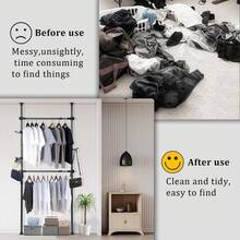 Floor To Ceiling Adjustble Garment Rack, Heavy Duty 2-Tier Clothes Rack - 1-dTLDYJB - View 6