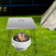 Outdoors Fire Pit Heat Deflector Pushes Heat Down And Out Stainless-Steel With Carrying Handle - Silver - View 8