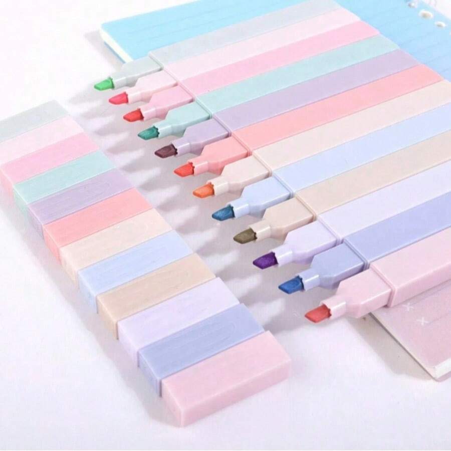 12 Morandi Highlighters, Vintage Colored Highlighters With Large Ink Capacity, Perfect For School And Office Supplies, Essential For Returning To School