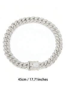 Rhinestone Silver Dog Collar, Hiphop Style Silver Dog Necklace, Big Silver Chain, Cat Collar, Bling Bling Fashion Pet Collar