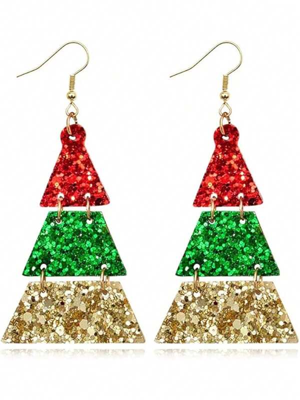 2pcs Christmas Santa Claus Gingerbread Man Christmas Tree Ball Earrings, Women's Gift Earrings, Party Gifts, COS Props, Costume Accessories, Sexy Lingerie Accessories, Couple Decorations