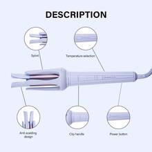 Ferro de Ondular Automático com 3 Configurações de Calor, Rotação de 360°, Adequado para Penteados: Ondas Pequenas, Ondas Grandes, Volume