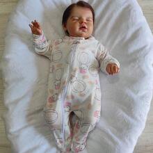 Long Sleeve Romper For Baby Girl Comfortable Pajamas With Zipper In Printed Ribbed Knit - Size RN, S, M And L - 小粉紅氣球 - 查看 2