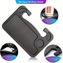 Car Essentials 1pc 4 In 1 Car Steering Wheel Desk | Steering Wheel Tray For Laptop Car Mount With Pen Holder,Laptop Stand | Car Food Tray For Eating With Drinks Holder | Multipurpose Travel Car Accessories, Suitable For Car Office Travel, Suitable For All Cars(Suitable For Most Vehicle Models, But Not Applicable To A Few Models.) - 黑色 - 查看 6