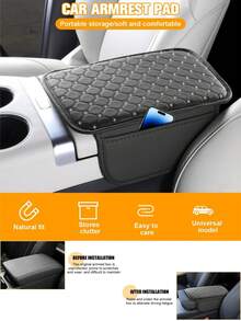 [Versión Mejorada] Cubierta para la consola central del coche - Accesorio interior universal del coche con 2 bolsillos de almacenamiento - Cubierta de reposabrazos de cuero Nappa premium, resistente a arañazos, resistente al desgaste, impermeable, adecuada para SUV, sedán, camión, etc. (Negro, Beige, Gris, Rojo) - Unitalla - Ver 7