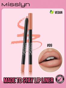 Misslyn Lápiz delineador de labios de alta pigmentación y larga duración, fórmula cremosa de gel, aplicación suave, efecto de maquillaje natural, se puede afilar con sacapuntas, alto poder de color, crea un aspecto natural de labios, lápiz delineador de labios de acabado mate de larga duración, a prueba de manchas - 09 - Ver 2