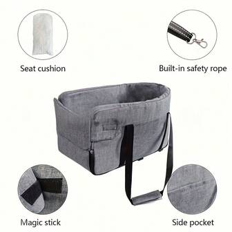 浅灰色/深灰色宠物车扶手、中央控制台、猫狗车床、汽车座椅垫、狗床