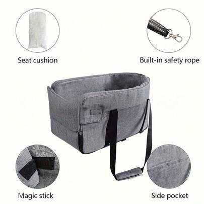 浅灰色/深灰色宠物车扶手、中央控制台、猫狗车床、汽车座椅垫、狗床