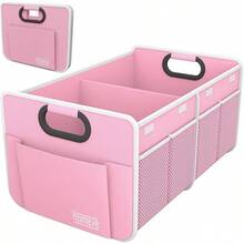 Homeve Car Trunk Organizer, Car Storage, Reinforced Handles, Collapsible Multi-Compartment Car Organizers, Foldable And Waterproof, 600D Oxford Polyester, Suitable Any Car, SUV,-Van, Black2025 - 粉色 - 查看 12