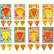8/16pcs Pizza & Dessert Stickers For DIY, Party Decorations, Gift Bags, Sticker Book, Birthday Crafts