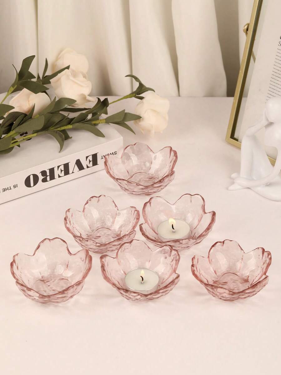 1 Cái/1 Bộ Đế nến thủy tinh hình hoa anh đào, Đế nến Art Deco, Chân nến để bàn trong suốt, Dùng để trang trí nhà cửa, Phòng khách, Phòng ăn, Trang trí ngày lễ, Trang trí bàn tiệc cưới, Đế nến