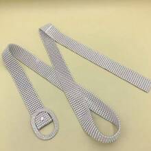 Damen Mode Strass verzierter dünner Taillengürtel, 9 Reihen voll mit Kristallen besetzter weicher Taillengürtel, stilvoller Metallhüftgürtel, vielseitig einsetzbar für Vintage-Röcke, Kleider