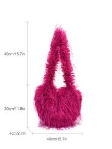 New European & American Heart-Shaped Faux Fur Crossbody Bag, Large Capacity Shoulder Bag