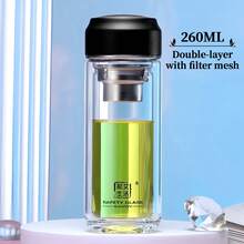 زجاجة مياه محمولة، كوب زجاجي مزدوج الجدران معزول، إبريق شاي مزدوج الجدران معزول، خيار هدية مثالي. قابل لإعادة الاستخدام ومزود بمصفاة شاي لتصفية أوراق الشاي، مصنوع من زجاج شفاف سميك عالي الجودة. مناسب للمناسبات التجارية والمنزل والسيارة أو الاستخدام في الأماكن الخارجية. سواء للمشروبات الساخنة أو الباردة - القهوة أو الحليب أو الشاي - هذا الكوب الزجاجي مريح للغاية.