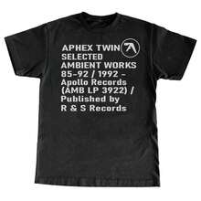Men's Aphex Twin "Selected Ambient Works" Graphic Tee - Black Cotton Crewneck T-Shirt With Apollo Records & R&S Records Design, Casual Short Sleeve Shirt For Fans, Allseason Tshirt | Bold Text Graphic | Durable Cotton Top Men's Summer Round Neck Short Sleeved Casual Cotton Print A Surprise Gift For Family And Friends - màu đen - Xem 1