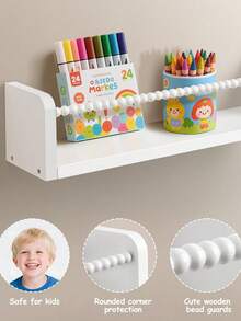 1/3pcs Nursery Floating Shelves, Minimally Designed Wall Mounted Storage Rack, Wall Mounted Student Bookshelf, Children's Bookshelf, Picture Book Rack, Kindergarten Bookshelf - White - View 5