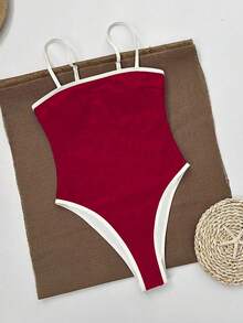 Polovedo官方新款春夏休闲性感纯色无肩带连体泳衣，适合海滩、度假、派对和约会 - 彩色 - 查看 4