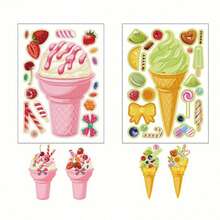 8pcs/16pcs Cute Cartoon Ice Cream Stickers For DIY Crafts, Makeup, Gift Packaging, Decor, Holidays & Parties