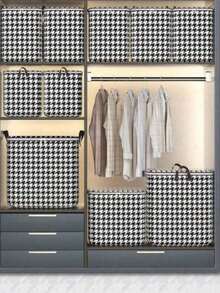 Geantă de depozitare pentru dulap din material nețesut, 1 bucată, cu închidere cu fermoar, capacitate mare, impermeabilă, rezistentă la mucegai, rezistentă la umiditate, pliabilă, cu model tip grilă