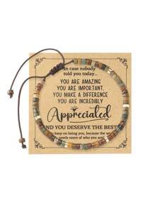 励志手链，女士疗愈天然石手链 - 祝您早日康复，送给女性朋友、姐妹、女孩的礼物 - 生活艰难，但你也很坚强 - A-D JASPER STONE 欣賞 - 查看 7