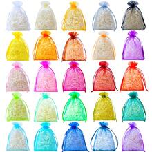100 PIEZAS, 25 Colores, Todos los 7 Tamaños, Bolsas de Organza de Malla de Nailon Transparente de Alta Calidad con Cordón, Bolsa de Red, Bolsa de Regalo, Bolsa para Joyas, Bolsa de Malla, Bolsa para Jabón, Bolsa para Velas, Bolsa para Maquillaje, Bolsa de Embalaje para Manualidades y Artesanía, Adecuado para Pascua, Día de San Valentín, Halloween, Navidad, Boda, Fiesta y Vacaciones