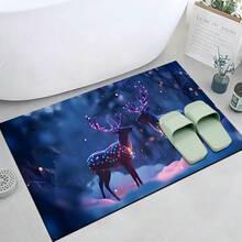 Paillasson thème noir et or de Noël avec design d'arbre de Noël et couronne de renne - résistant à la saleté, léger, convient pour la salle de bain, le salon, la chambre, la cuisine, le bureau - décoration de Noël