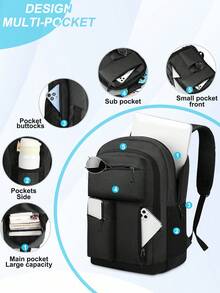 NEWHEY Laptop Backpack For Men, Waterproof Anti-Theft Backpack,Large Capacity Travel Backpack, 13.3 Inch Laptop Backpack With USB Port Laptop Backpack For Men Large Capacity Bag Travel Bags - Black - View 2
