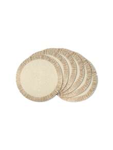 1/4/6pcs 15-Inch Round Paper Woven Tassel Placemats/Coasters, Multi-Color Options, Washable Non-Slip Heat-Resistant Tabletop Mats, Suitable For Kitchen, Dining Room, Wedding, Party, Home, Picnic, Beach, Halloween, Christmas - Multicolor - View 13