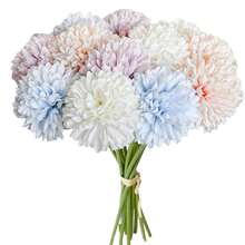 Burgundy Artificial Ball Chrysanthemum 12 Stems Faux Flowers With Bendable Stems For DIY Wedding Centerpiece Fall Decor Home Arrangements-384251 - NewMulticolor12 - Xem 2