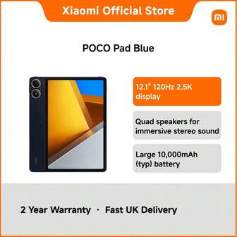 POCO Pad 8GB+256GB – 12.1" 2.5K 120Hz Display, Snapdragon 7s Gen 2, 10000mAh Battery With 33W Fast Charging, Dolby Vision, Wi-Fi 6, Wide Color Gamut – Ideal For Study, Streaming & Creative Work