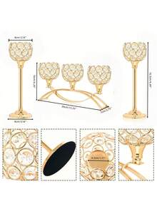 1pc 3-Arm/5-Arm Crystal Candle Holder, Decorative Centerpiece For Home, Wedding, Party, Halloween, Christmas, Anniversary