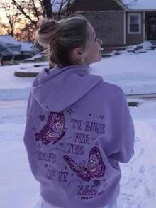 Men Women Y2k Graphic Hoodies Long Sleeve Oversized Hooded Sweatshirt Floral Embroidered Beach Hoodies Pullover Tops For Teen Girl Preppy Aesthetic Clothes - 紫色 - 查看 3