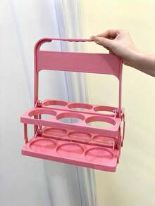 1个可折叠塑料啤酒篮，带提手的手持饮料架，可折叠塑料饮料托架，可容纳4/6瓶啤酒，可重复使用，适用于外卖、餐饮、餐厅、咖啡馆，父亲节礼物