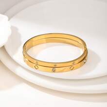 3 قطع/1 قطعة سوار من الفولاذ المقاوم للصدأ المطلي بالذهب عيار 18 قيراط مرصع بالراين ذو أربع أوراق البرسيم، مناسب للحفلات/الاستخدام اليومي/حفلات الزفاف/هدايا عيد الميلاد/هدايا عيد الحب.