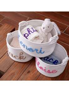 1pc Customized Letter Design Storage Basket, Suitable For Storing Children's Toys, Books, Plush Toys, Gift Baskets, Cosmetics, Newborns, Full Moon, Valentine's Day, Christmas Gifts, Letters, Multi-Functional, Lightweight, Large Capacity, Cute, Lovable, Compact, Holiday/Vacation Atmosphere, Cartoon, Solid Color, Customized, Personalized, Unique, Ideal Gift For Men, Women, Children, Friends, Family