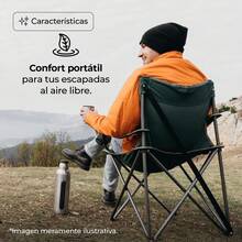 Silla de Camping Plegable, Ligera y Resistente, Con Portavasos, Azul Marino, Pack de  Sillas - CAMUFLAJE GRIS - Ver 11