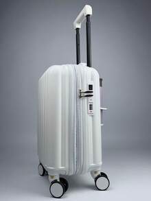 ANAC Standard Travel Carry-On Suitcase 10kg ABS Resistant | Double 360° Wheels Built-In Padlock USB Input Expandable Zipper - White - View 3