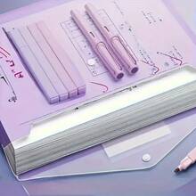 10pcs A4 Plastic File Bags, Thickened Transparent Snap Closure, Waterproof PP Material, Classic Style, Macaron Colors, Student Document Storage Pouches