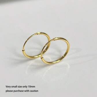 2pcs Mini 925 Sterling Silver Round Hoop Earrings, Small Size 10mm, 12mm, 14mm, Large Size 16mm, 18mm, 20mm Cartilage Hoops/Earrings, Suitable Gift For Women/Girlfriend/Ladies