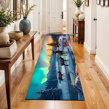 Paillasson thème noir et or de Noël avec design d'arbre de Noël et couronne de renne - résistant à la saleté, léger, convient pour la salle de bain, le salon, la chambre, la cuisine, le bureau - décoration de Noël