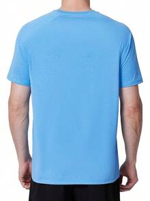 Men's UPF 50+ Swim Shirts, Short Sleeve Rash Guard, Quick Dry-Shirt Fishing And Surfing - 灰藍色 - 查看 3