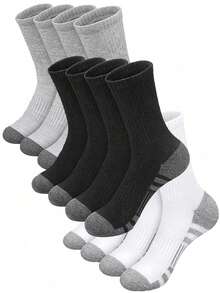 2/5/10/20 Pairs Of Men's Striped Print Mid-Calf Socks, Spring And Summer Set, Casual And Comfortable Socks, Suitable For Daily Wear, Simple Men's Socks Suitable For All Seasons, Sports Simple Style Mid-Calf Socks, Fall