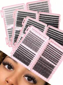 Ouye3 640 DIY D 型睫毛夹，超级睫毛延长器，适合初学者多种眼妆风格，自然、簇状、蓬松、浓密、混合风格，自粘，可重复使用，适合万圣节和圣诞节佩戴