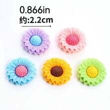 5 piezas/20 piezas Pegatinas de resina 3D de flores de girasol y margarita coloridas, manualidades de resina DIY, Navidad, fiesta, regalos pequeños, accesorios decorativos, al por mayor - Scrunchies para el cabello/Imanes para el refrigerador/Pinzas para el cabello/Decoración de fundas para teléfonos/Collares para mascotas/Dijes