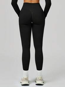 MASKERT Women's Yoga, Fitness, Casual, Sports Pants, Flare Pants, High Waist Running, Quick Dry, Butt Lifting, Yoga Pants, High Elasticity, Skin-Friendly Leggings - Black - View 2