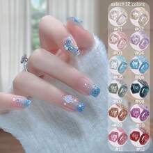 MISS SHAKA 10ml Summer Autumn Nails Flashing Pink Blue Brown Orange Broken Diamond Gel Nail Polish Halloween Nails Super Bright Reflective Gentle Fairy Colour Nail Salon Nail Art Nail Supplies